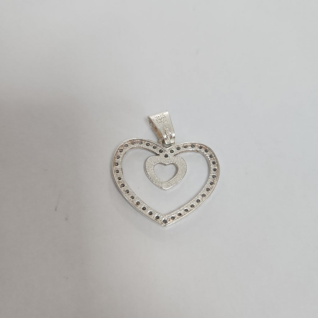 DIJE CORAZON C/CIRCONIAS PLATA .925 2.7 GR (NUEVO)