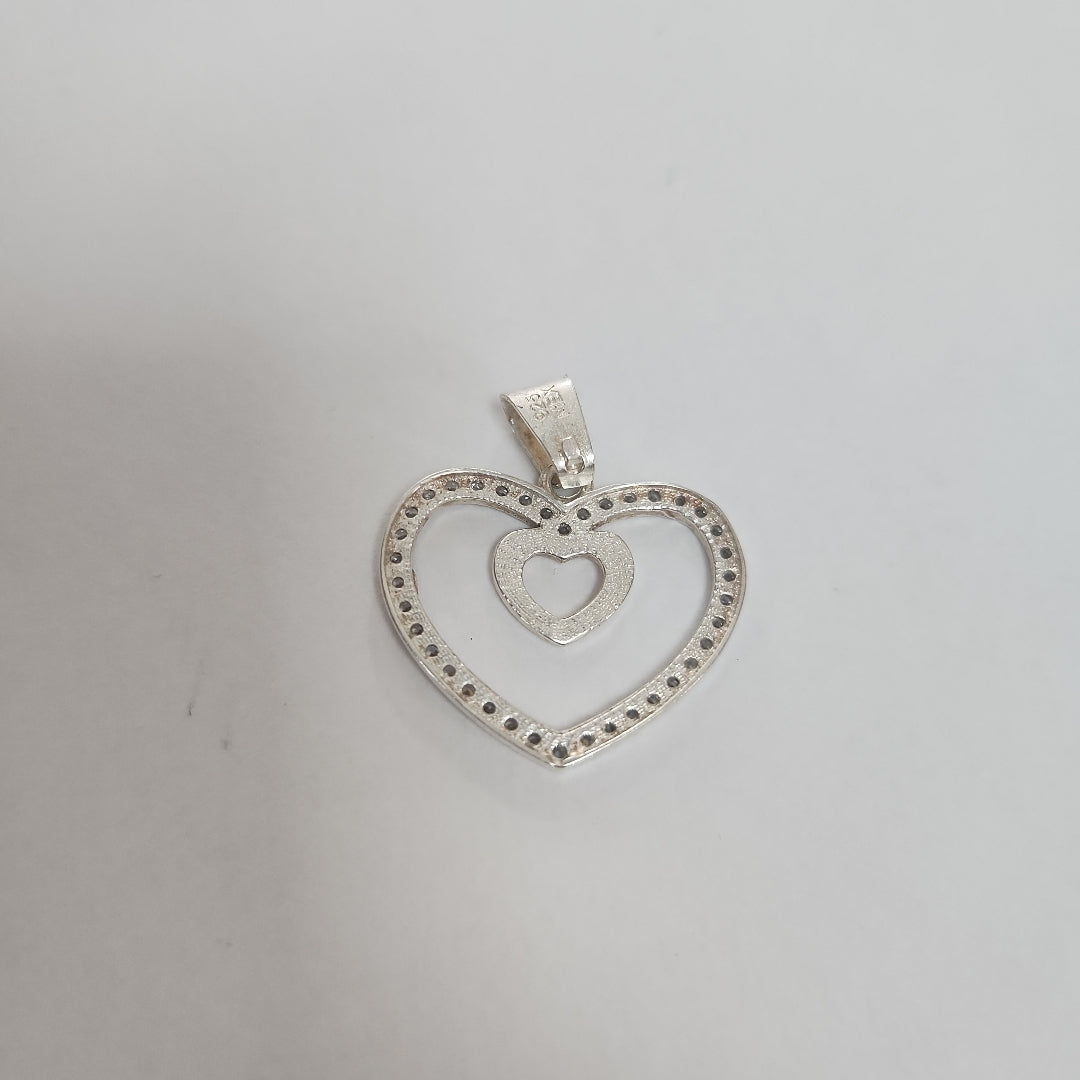 DIJE CORAZON C/CIRCONIAS PLATA .925 2.7 GR (NUEVO)