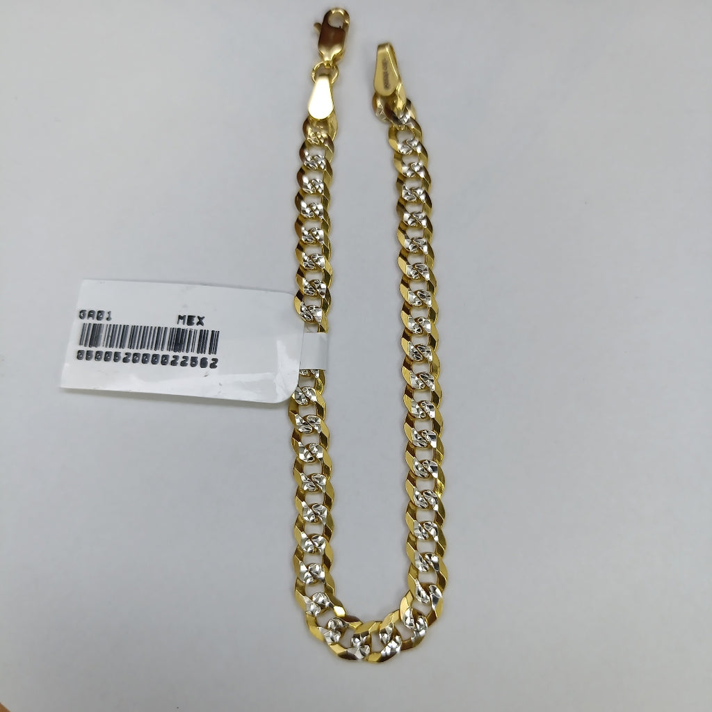 PULSERAS TEJIDO BARBADA DIAMANTADA ORO 14K 18 CM 6.6 GR (NUEVO)