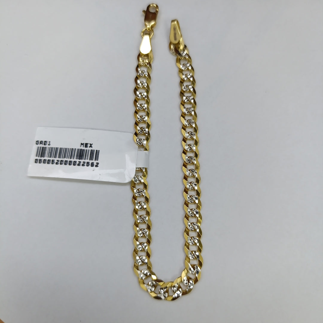 PULSERAS TEJIDO BARBADA DIAMANTADA ORO 14K 18 CM 6.6 GR (NUEVO)