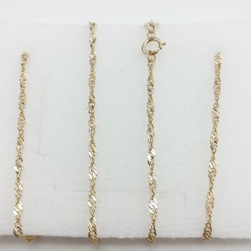 CADENAS TEJIDO MEDIO TORZAL ORO 10K 55 CM 2.5 GR (NUEVO)