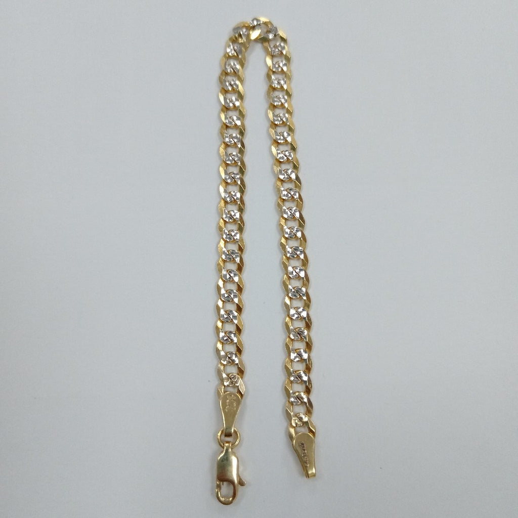 PULSERAS TEJIDO BARBADA DIAMANTADA ORO 14K 18 CM 6.8 GR (NUEVO)