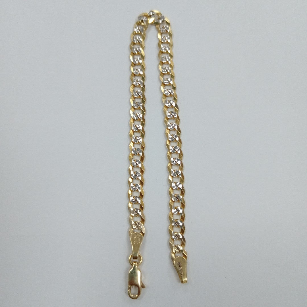 PULSERAS TEJIDO BARBADA DIAMANTADA ORO 14K 18 CM 6.8 GR (NUEVO)