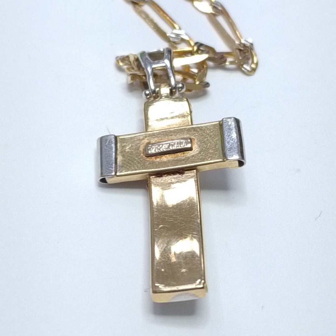 CADENA, CRUCIFIJO ORO, ORO COMBINADO, RODIADO 14 K 13.9 GRMS (SEMINUEVO)