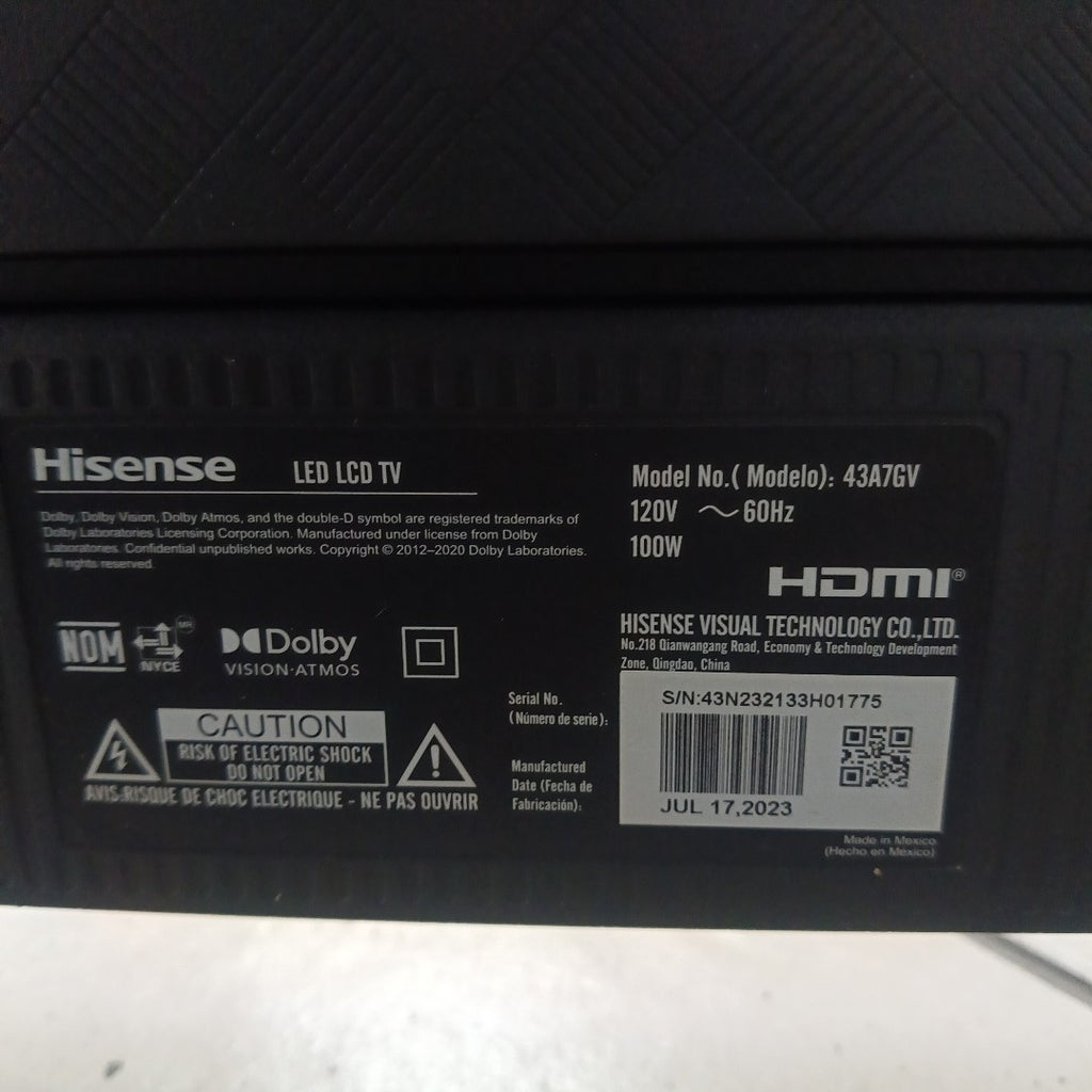 PANTALLA HISENSE 43A7GV (2023) 43" LED 4K (SEMINUEVO)