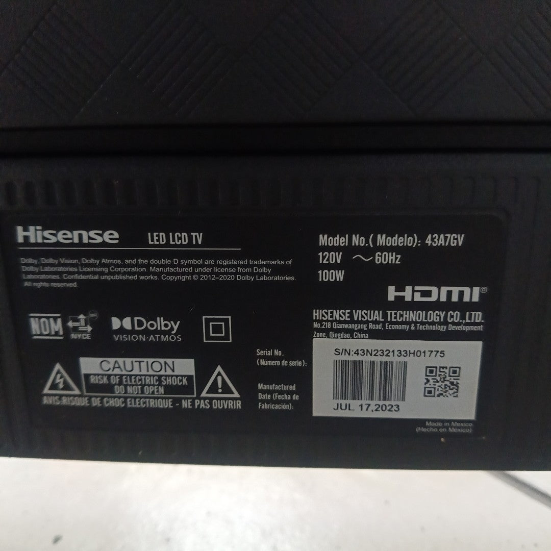 PANTALLA HISENSE 43A7GV (2023) 43" LED 4K (SEMINUEVO)