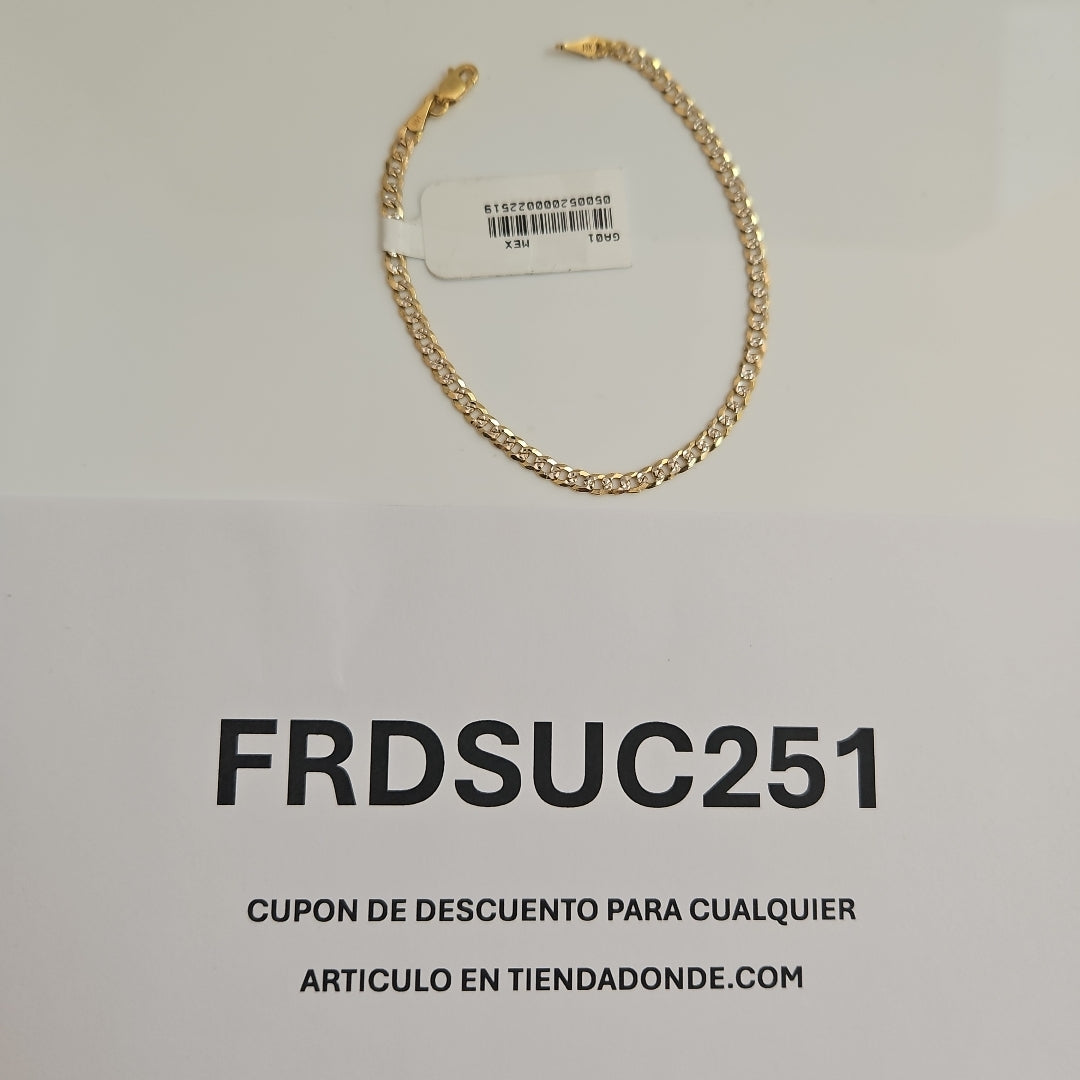 PULSERAS TEJIDO BARBADA DIAMANTADA ORO 14K 18 CM 3.2 GR (NUEVO)