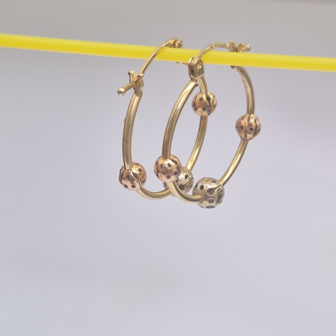 ARRACADAS PAR ORO, ORO COMBINADO 14 K 2.2 GRMS (SEMINUEVO)