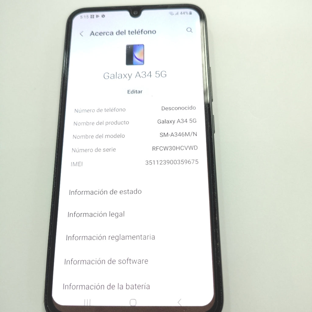 CELULAR SAMSUNG GALAXY A34 5G SM-A346M/N 128 GB 6 GB RAM (SEMINUEVO)