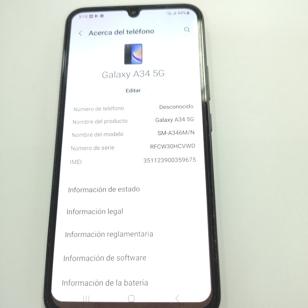 CELULAR SAMSUNG GALAXY A34 5G SM-A346M/N 128 GB 6 GB RAM (SEMINUEVO)