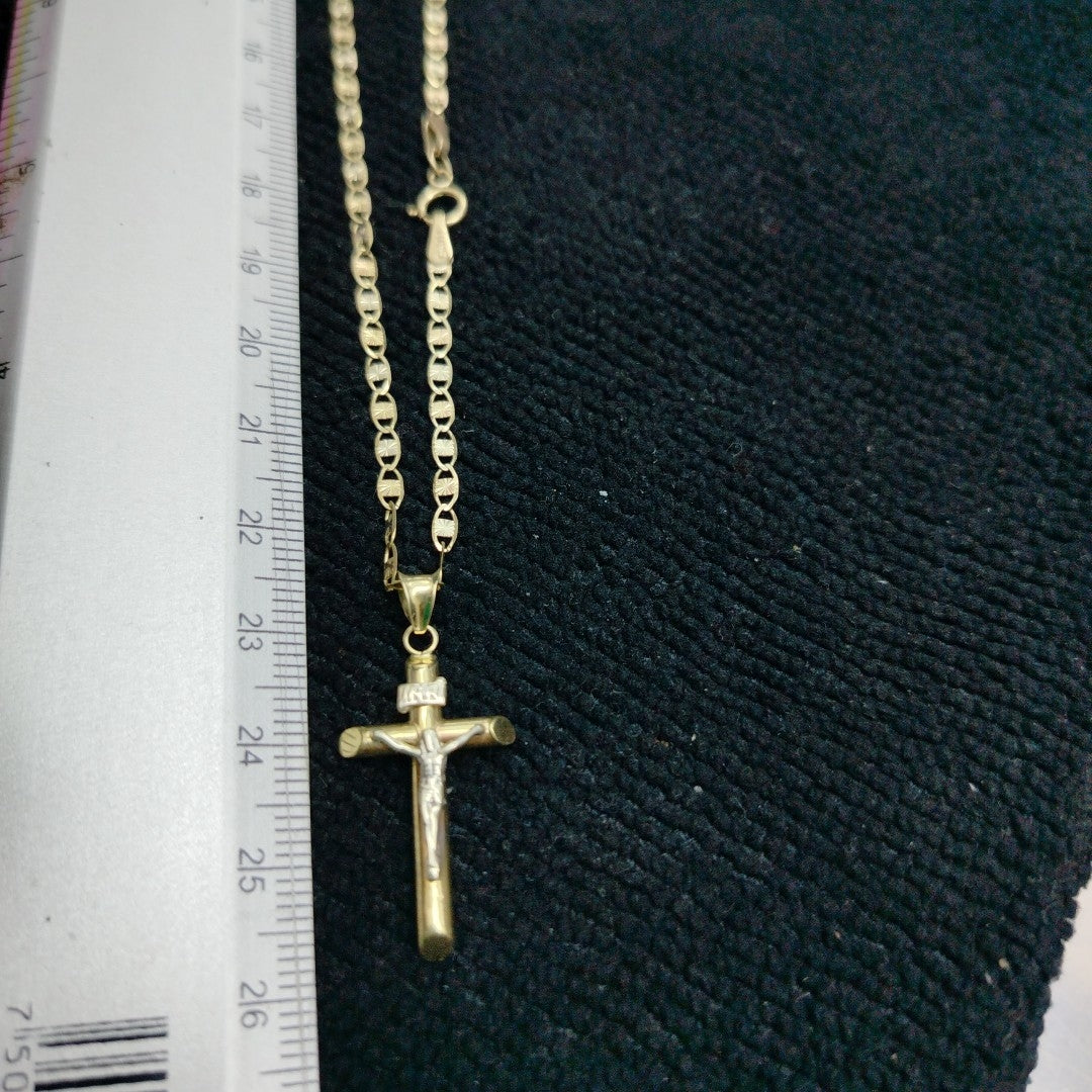 CADENA, CRUCIFIJO ORO COMBINADO 10 K 3.5 GRMS (SEMINUEVO)