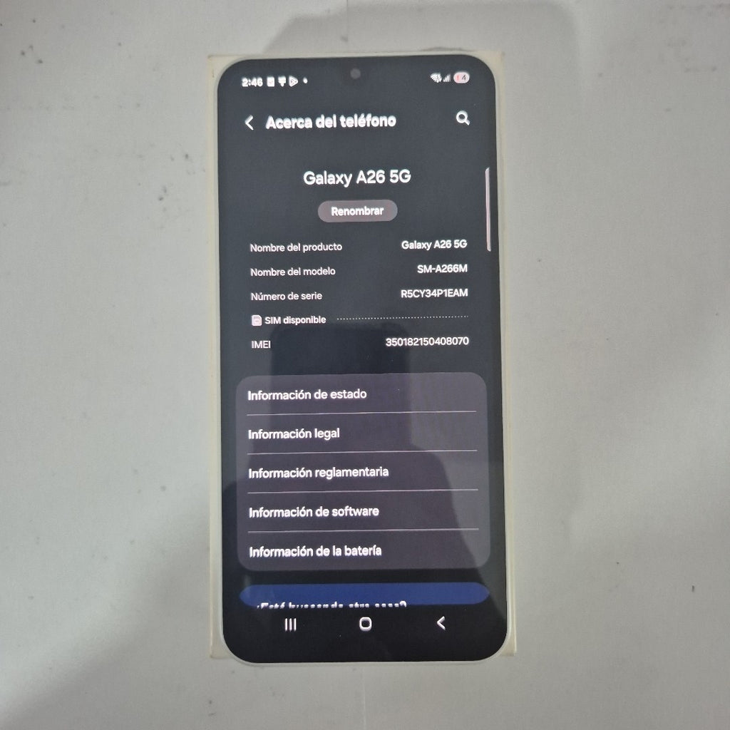 CELULAR SAMSUNG GALAXY A26 5G SM-A266M (2025) 128 GB 6 GB RAM (SEMINUEVO)