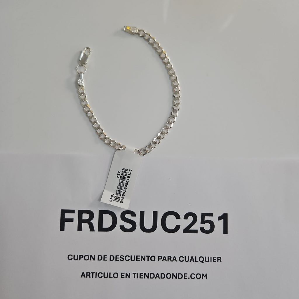 PULSERA TEJIDO BARBADA PLATA .925 16 CM 4.1 GR (NUEVO)