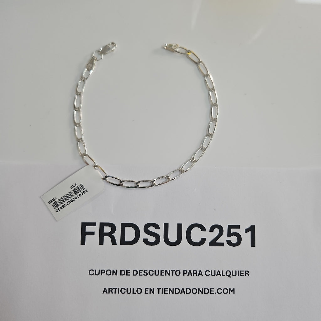 PULSERA TEJIDO ESLABONES PLATA .925 21 CM 4.1 GR (NUEVO)