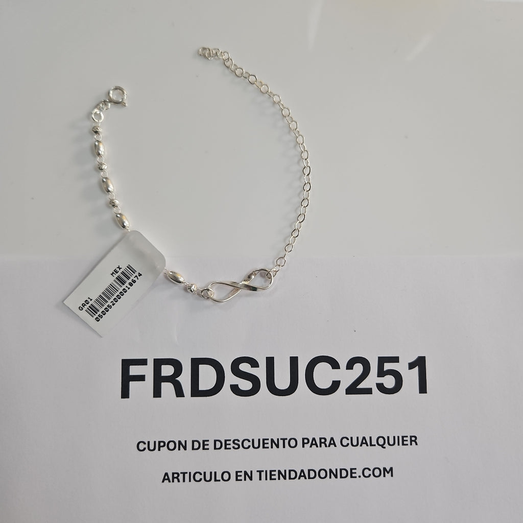 PULSERA TEJIDO INFINITO PLATA .925 18 CM 2.3 GR (NUEVO)