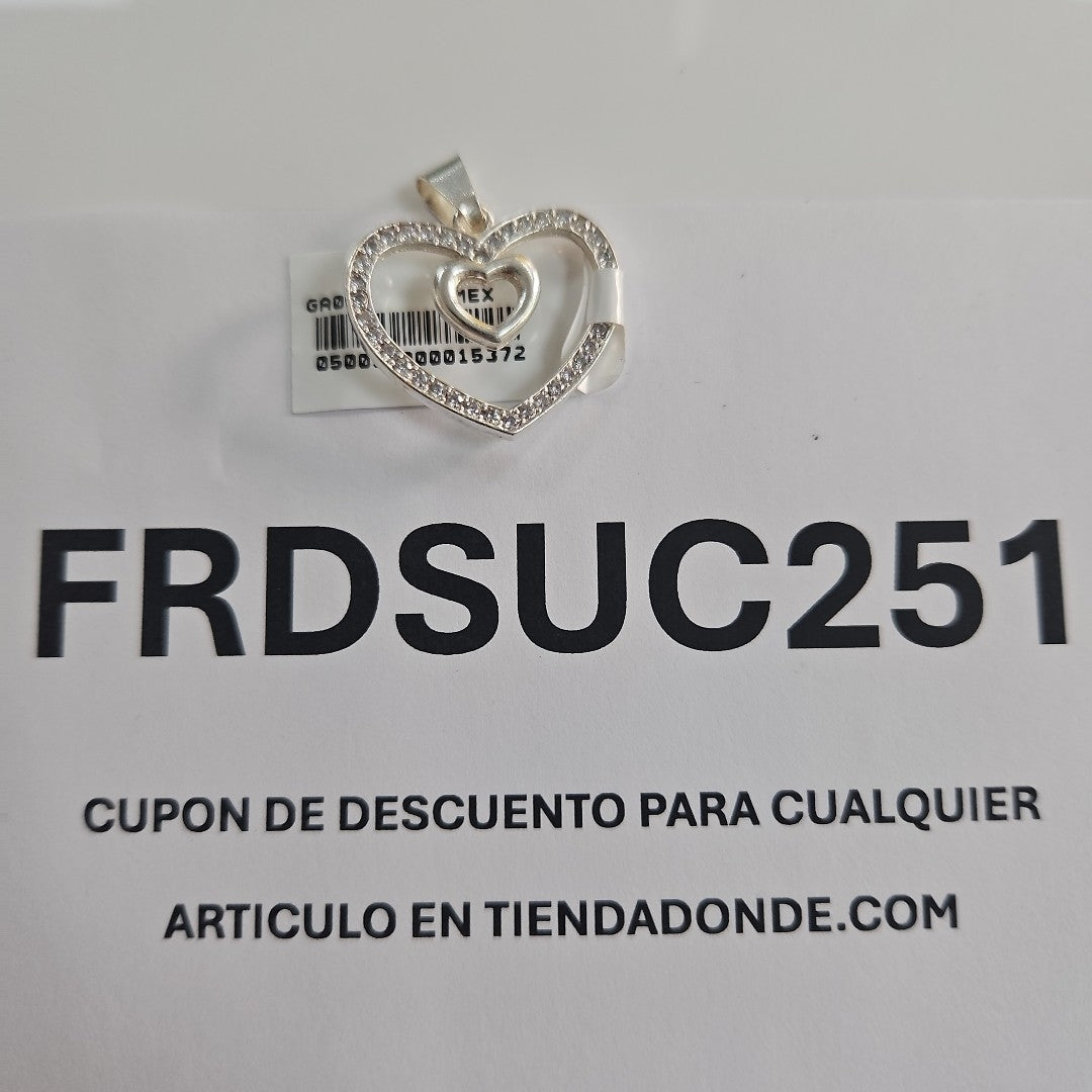 DIJE CORAZON C/CIRCONIAS PLATA .925 2.7 GR (NUEVO)