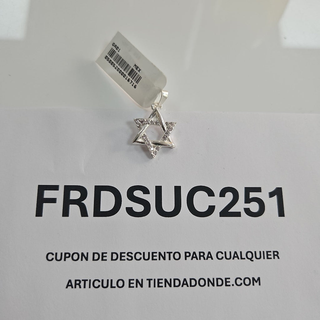DIJE ESTRELLA DE DAVID C/CIRCONIAS PLATA .925 2.7 GR (NUEVO)