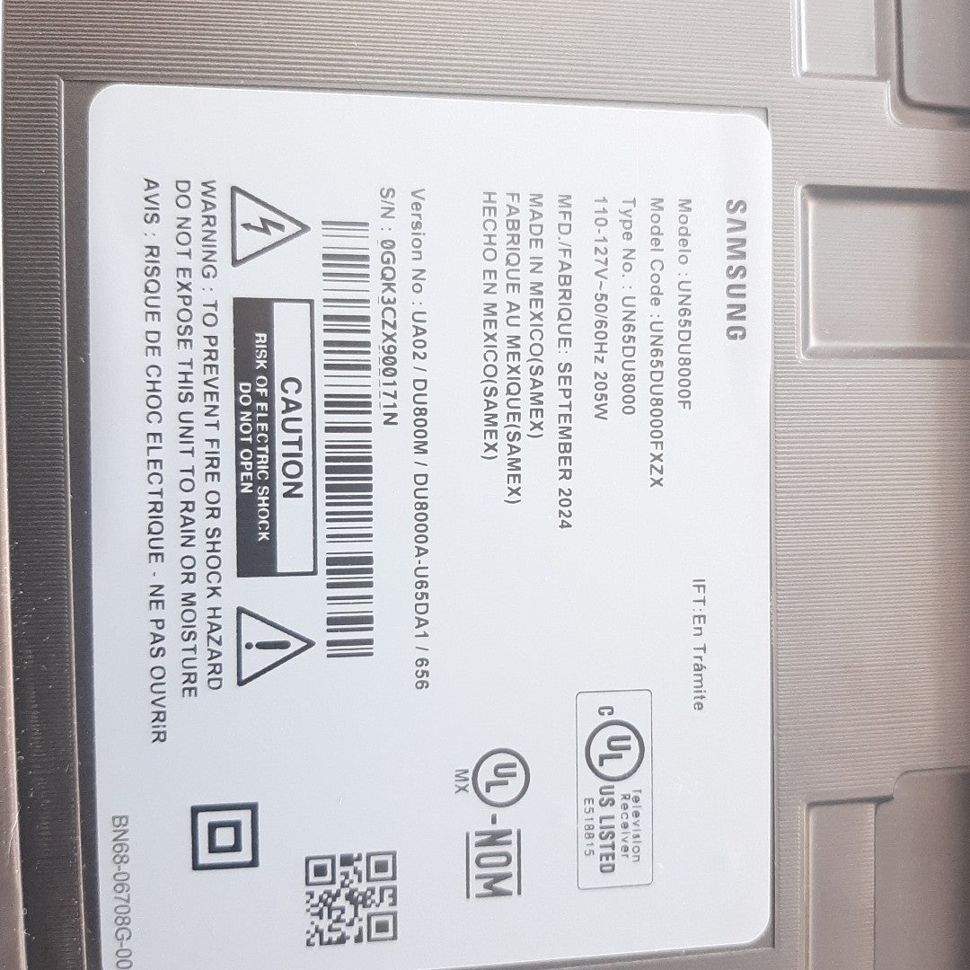PANTALLA SAMSUNG UN65DU8000F(2024) 65" LED UHD 4K (SEMINUEVO)