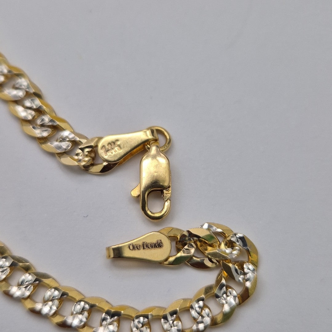 PULSERAS TEJIDO BARBADA DIAMANTADA ORO 14K 18 CM 6.9 GR (NUEVO)