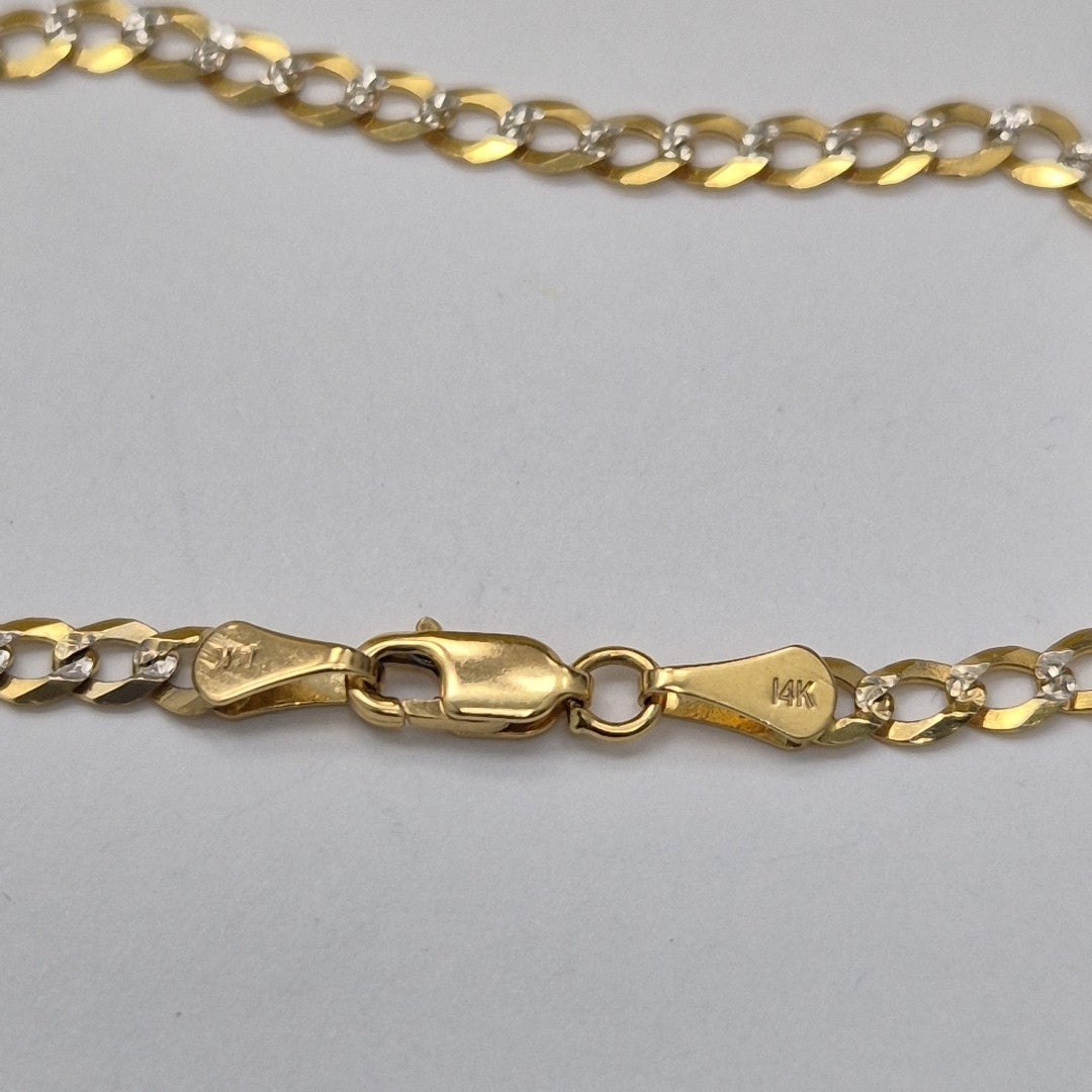 PULSERAS BARBADA DIAMANTADA ORO 14K 21 CM 3.6 GR (NUEVO)