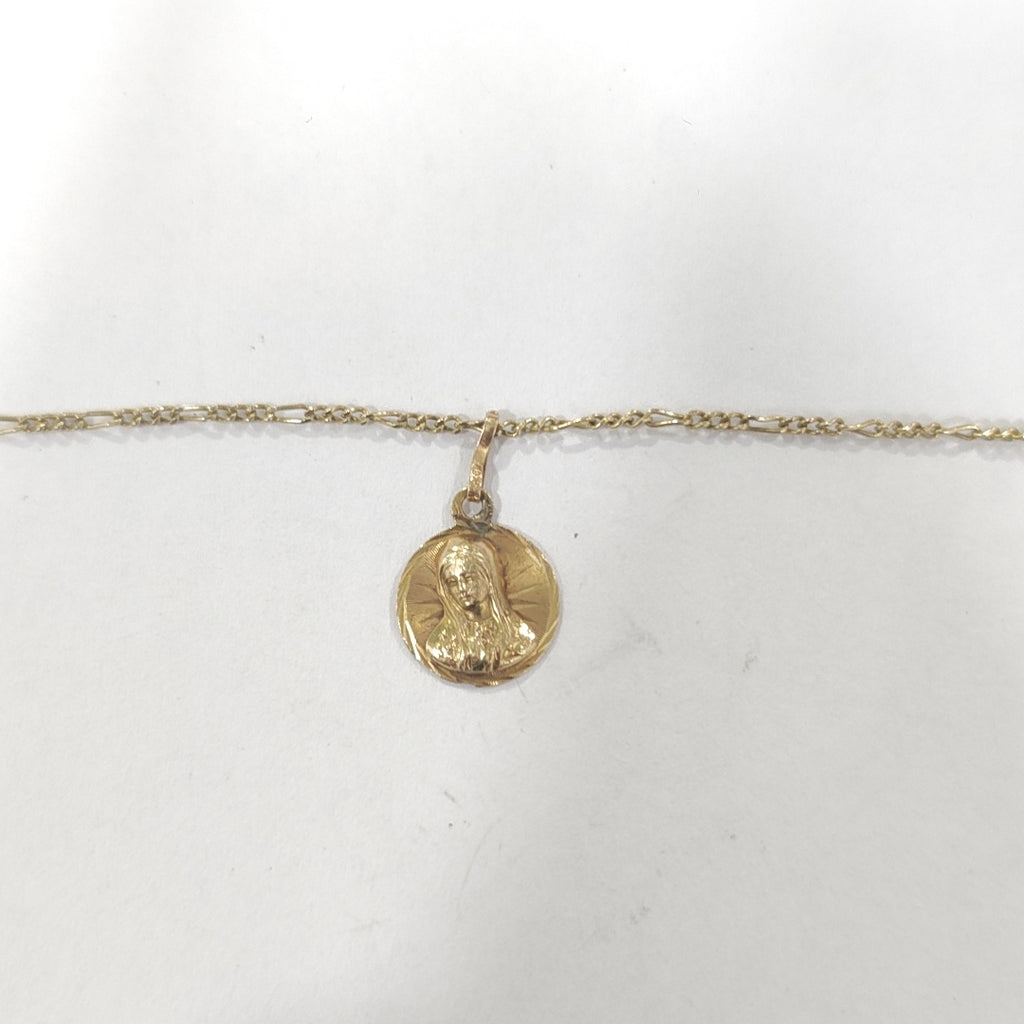 CADENA, MEDALLA RELIGIOSA ORO 14 K 2.8 GRMS (SEMINUEVO)