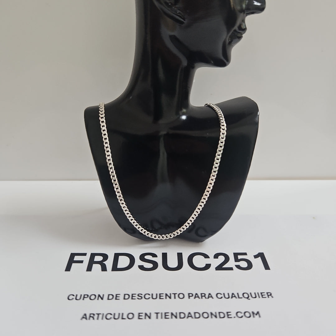 CADENA TEJIDO BARBADO PLATA .925 55 CM 5.5 GR (NUEVO)