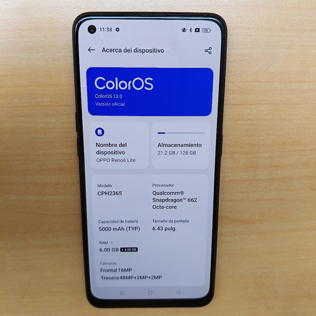 CELULAR OPPO RENO 6 LITE CPH2365 (2022) 128 GB 6 GB RAM (SEMINUEVO)