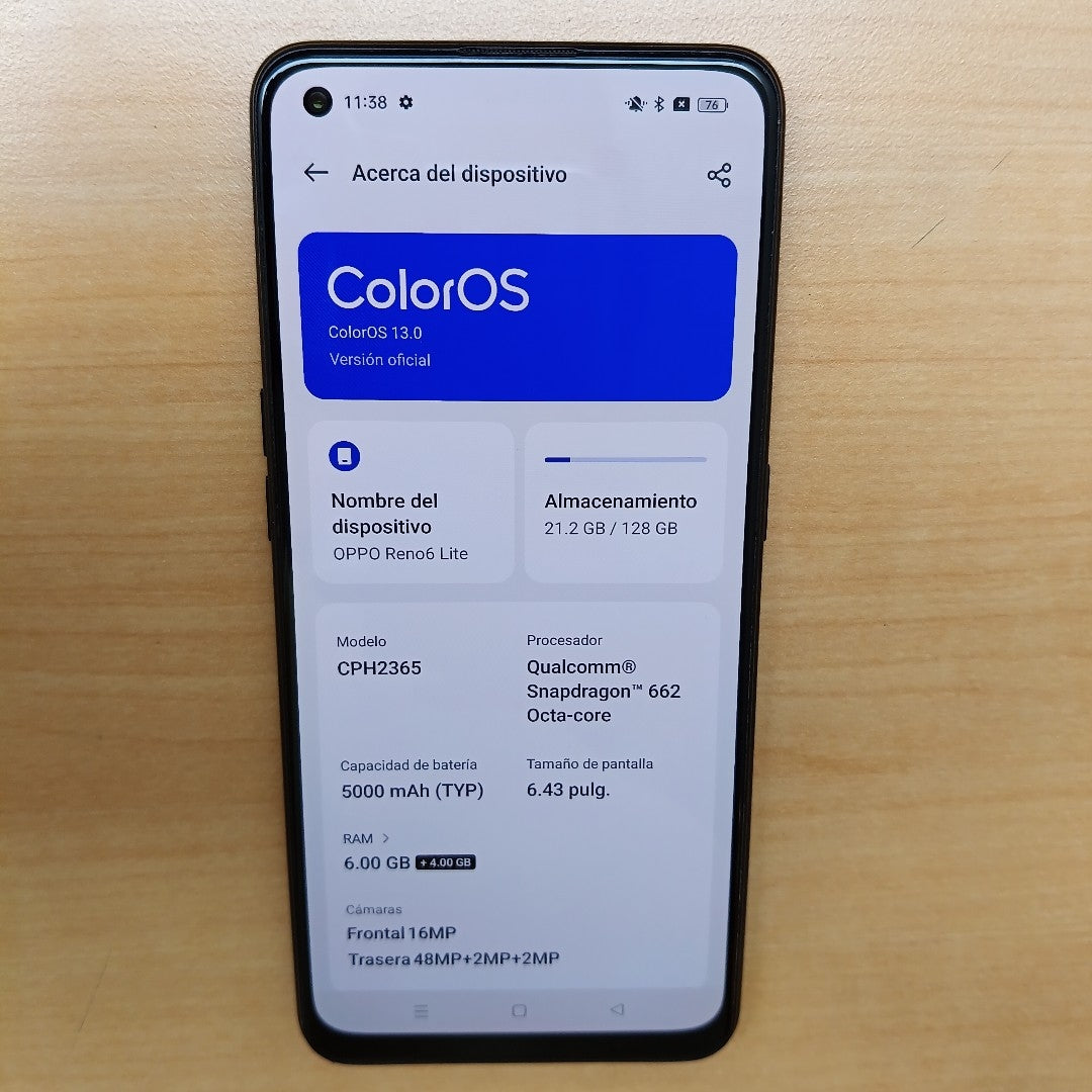 CELULAR OPPO RENO 6 LITE CPH2365 (2022) 128 GB 6 GB RAM (SEMINUEVO)