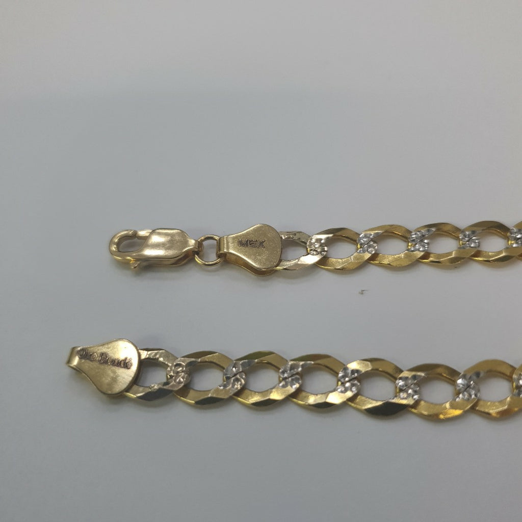PULSERAS TEJIDO BARBADA DIAMANTADA ORO 14K 21 CM 10.3 GR (NUEVO)