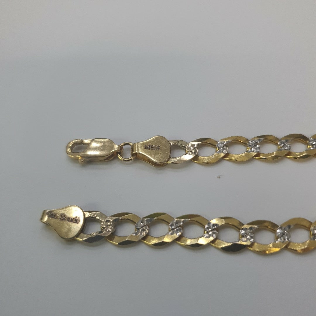PULSERAS TEJIDO BARBADA DIAMANTADA ORO 14K 21 CM 10.3 GR (NUEVO)
