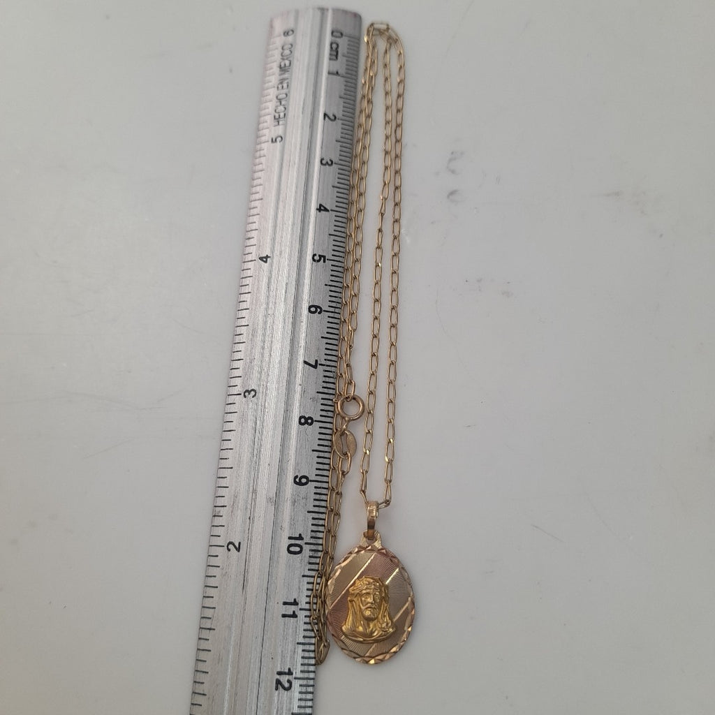 CADENA,MEDALLA RELIGIOSA ORO 10 K 3,30 GRMS (SEMINUEVO)