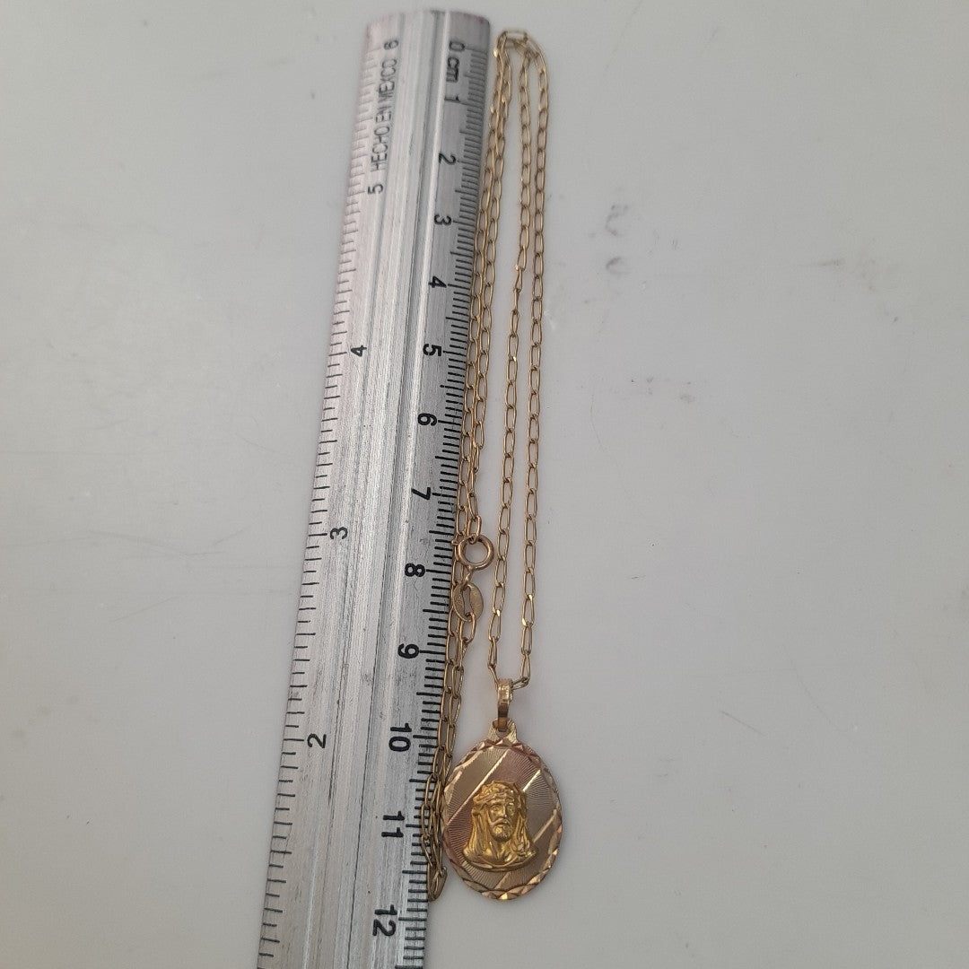 CADENA,MEDALLA RELIGIOSA ORO 10 K 3,30 GRMS (SEMINUEVO)