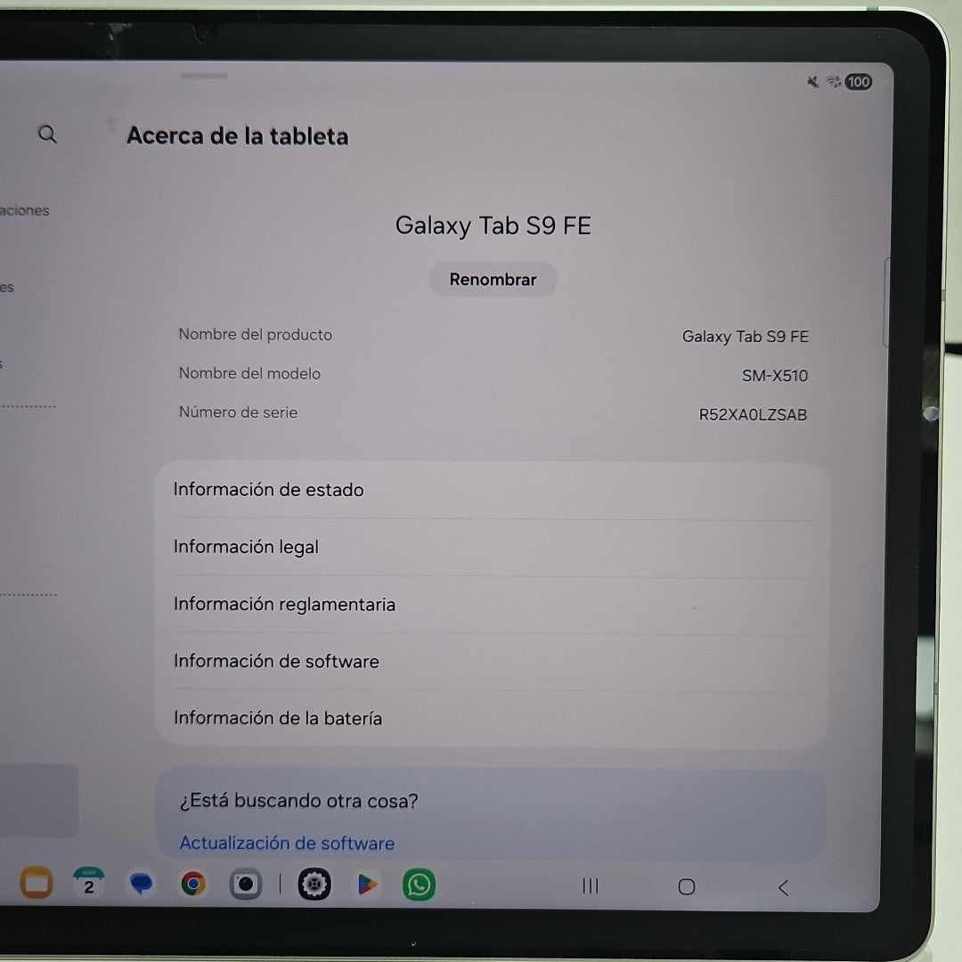 TABLETA SAMSUNG GALAXY TAB S9 FE SM-X510 (2023) 256 GB 8 GB RAM (SEMINUEVO)