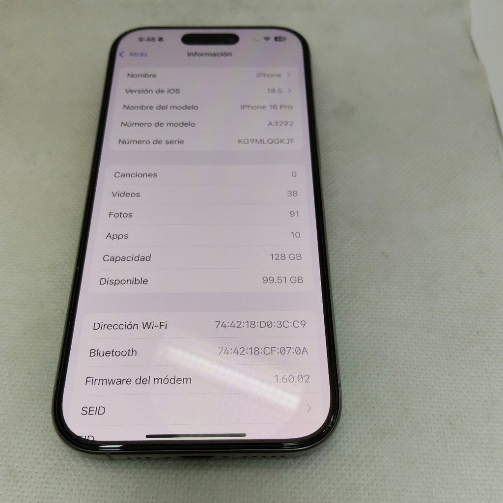 CELULAR APPLE IPHONE 16 PRO A3292 (2024) 128 GB 8 GB RAM (SEMINUEVO)
