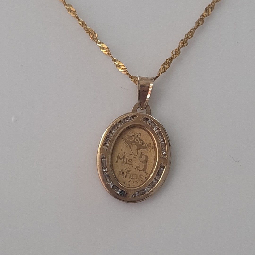CADENA, MEDALLA RELIGIOSA ORO 10 K 1.7 GRMS (SEMINUEVO)
