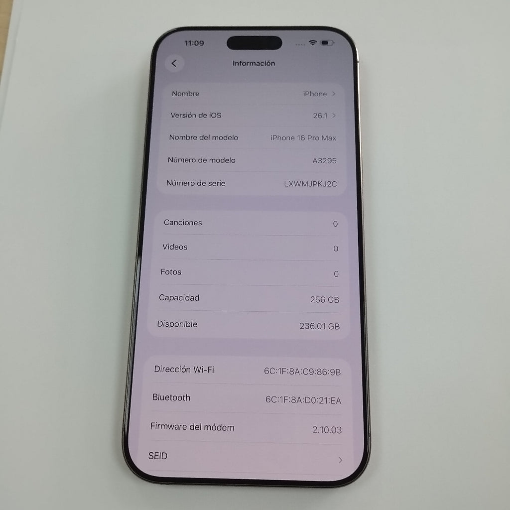 CELULAR APPLE IPHONE 16 PRO MAX A3295 (2024) 256 GB 8 GB RAM (SEMINUEVO)