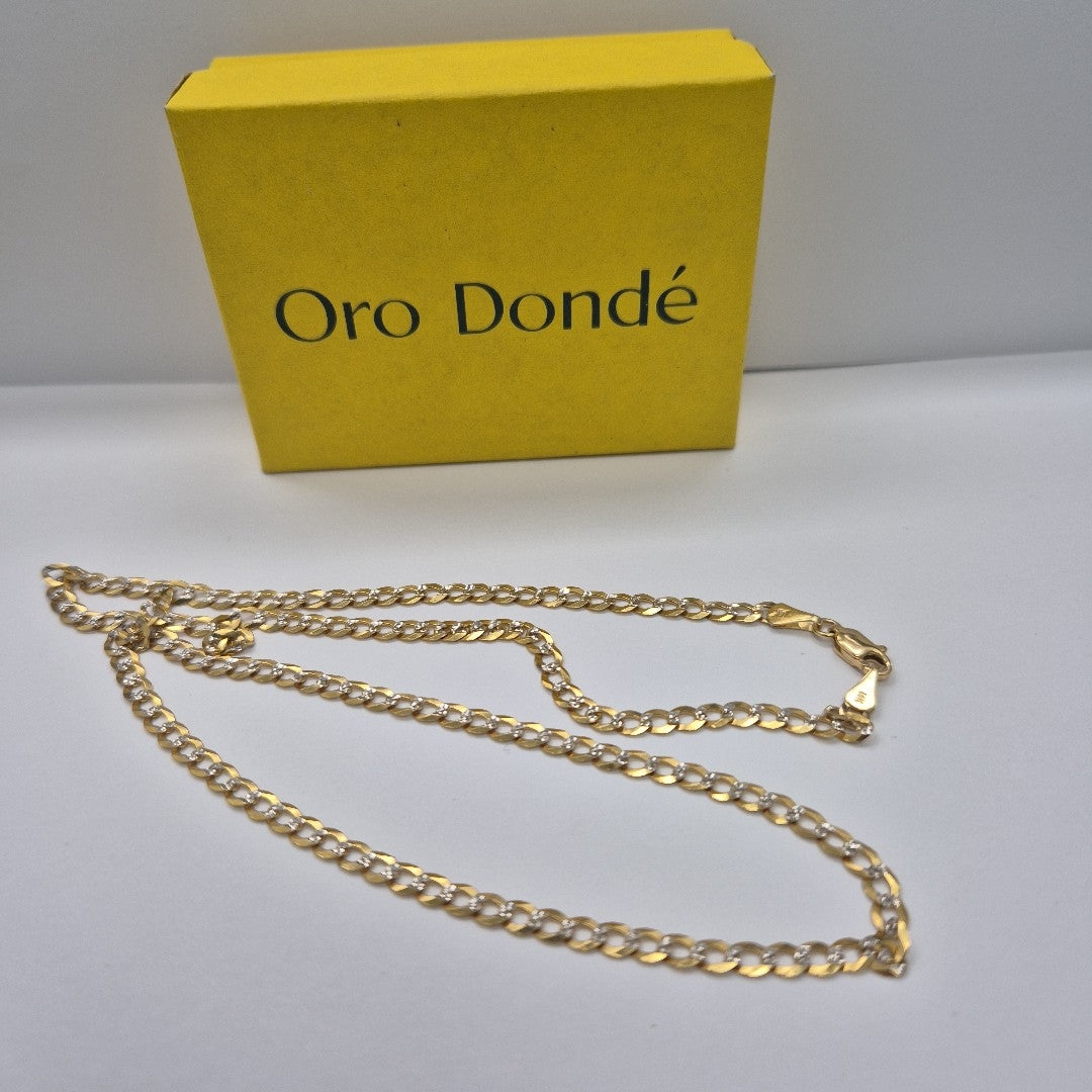 CADENAS BARBADA DIAMANTADA ORO 14K 55 CM 8.8 GR (NUEVO)