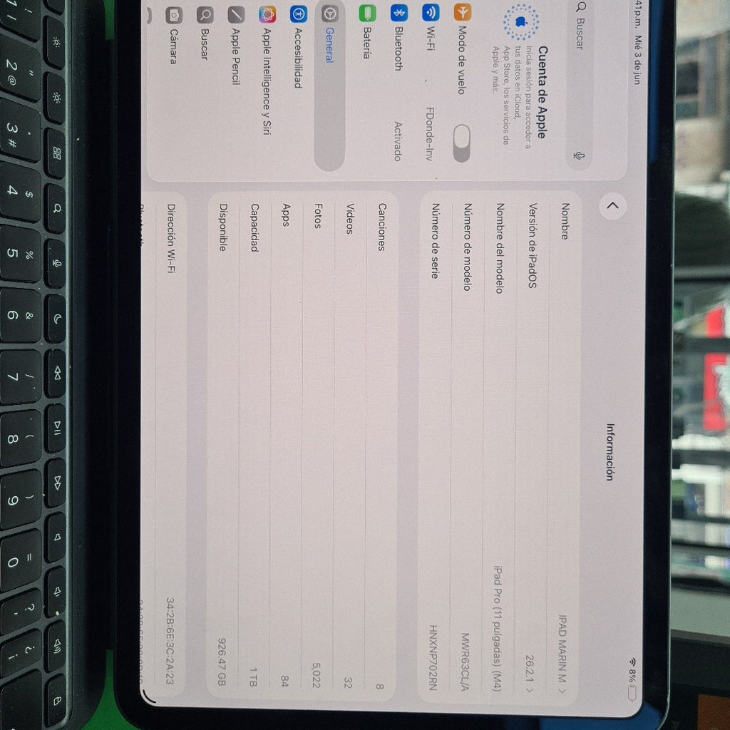 TABLETA APPLE IPAD PRO 11" A2836 1 TB 16 GB RAM (SEMINUEVO)
