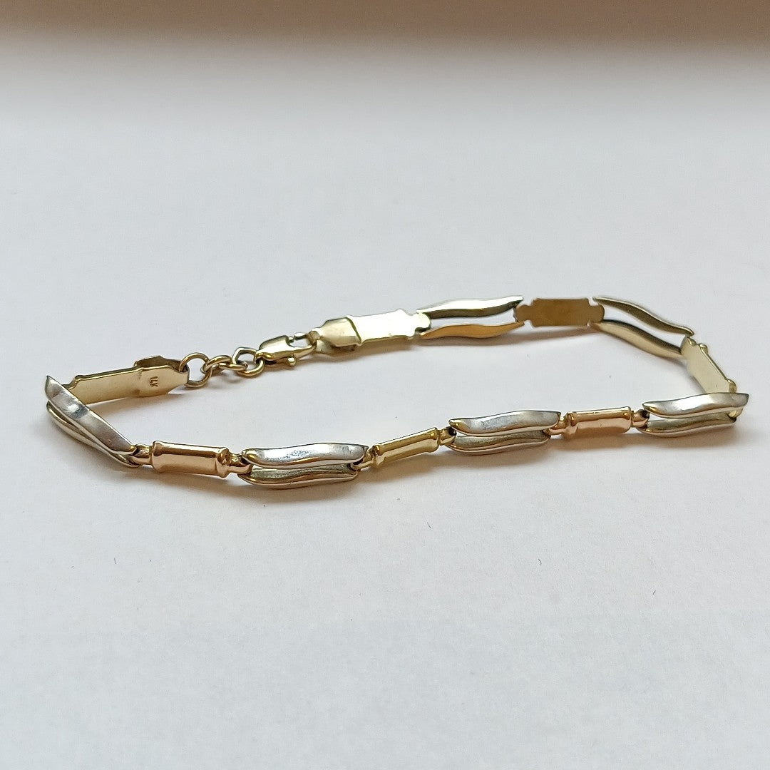 PULSERA ORO COMBINADO 14 K 4.7 GRMS (SEMINUEVO)