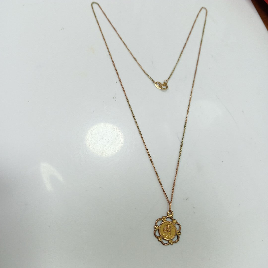 CADENA, MEDALLA RELIGIOSA ORO 10 K 2.2 GRMS (SEMINUEVO)