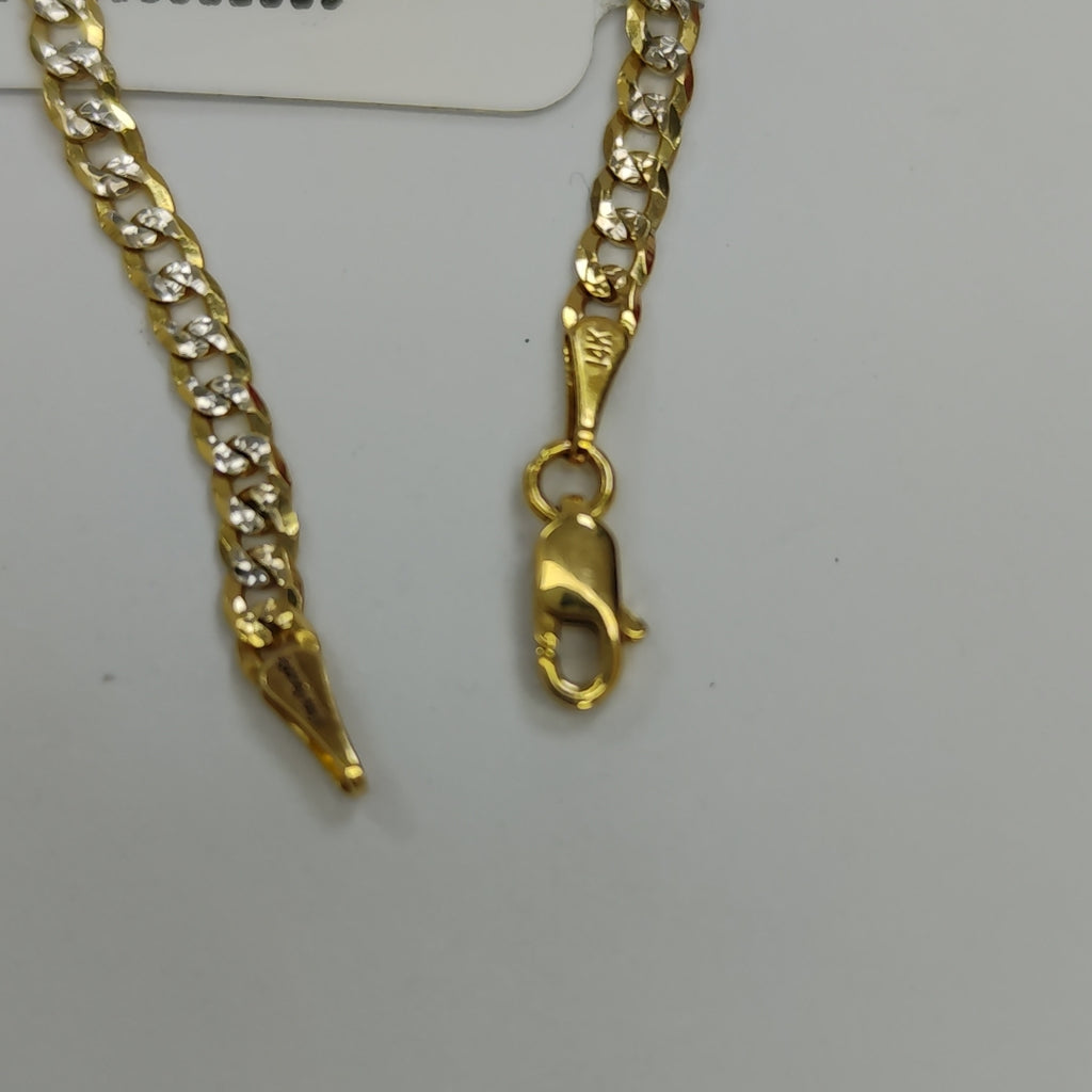 PULSERAS TEJIDO BARBADA DIAMANTADA ORO 14K 18 CM 3.1 GR (NUEVO)