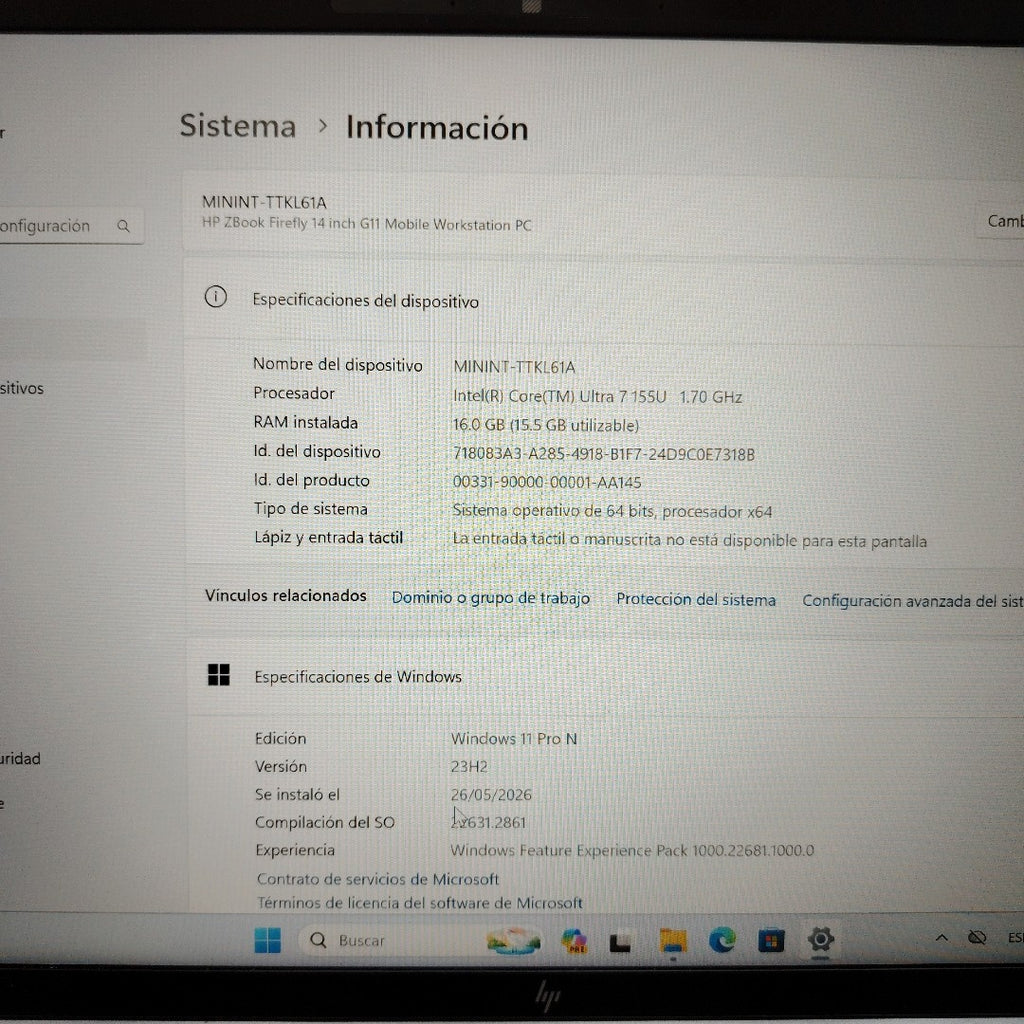 LAPTOP HP ZBOOK FIREFLY 14 G11 (2024) 512 GB SSD 16 GB RAM (SEMINUEVO)