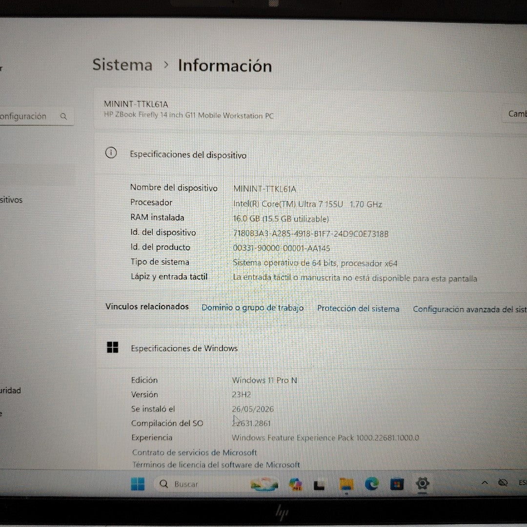 LAPTOP HP ZBOOK FIREFLY 14 G11 (2024) 512 GB SSD 16 GB RAM (SEMINUEVO)