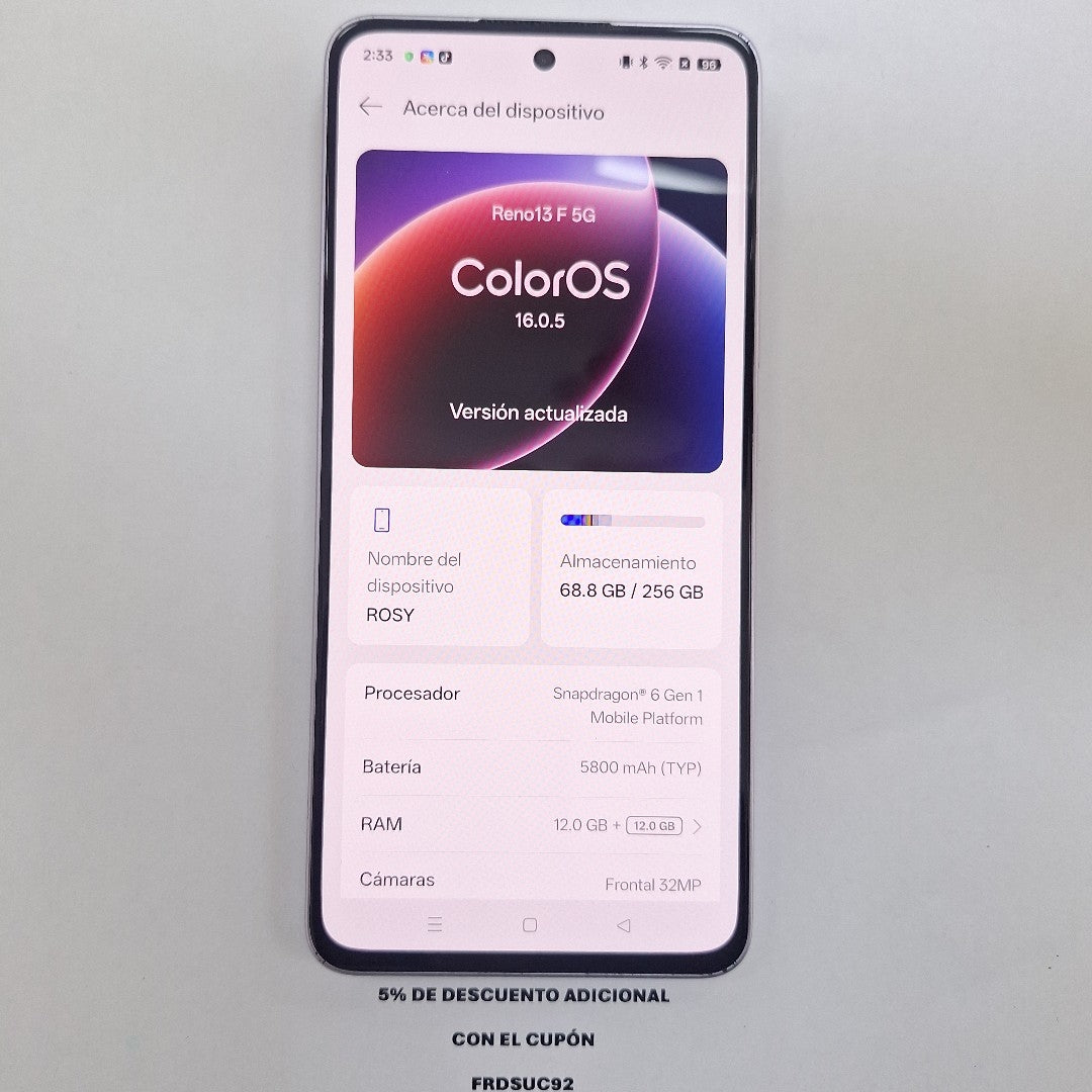 CELULAR OPPO RENO 13F 5G CPH2699 (2025) 256 GB 12 GB RAM (SEMINUEVO)