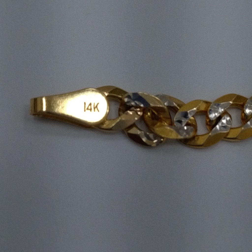 PULSERAS TEJIDO BARBADA DIAMANTADA ORO 14K 18 CM 6.7 GR (NUEVO)