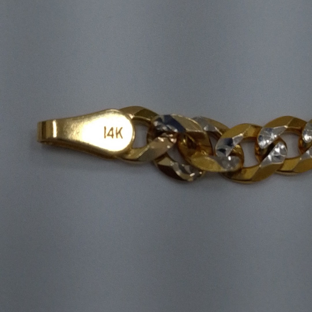 PULSERAS TEJIDO BARBADA DIAMANTADA ORO 14K 18 CM 6.7 GR (NUEVO)