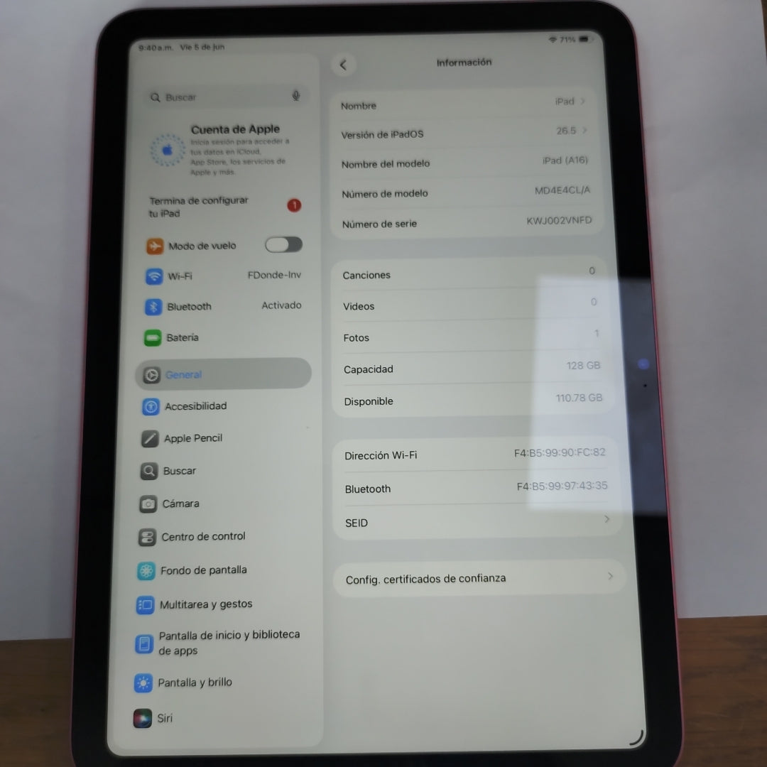 TABLETA APPLE IPAD A16 A3354 (2025) 128 GB 6 GB RAM
