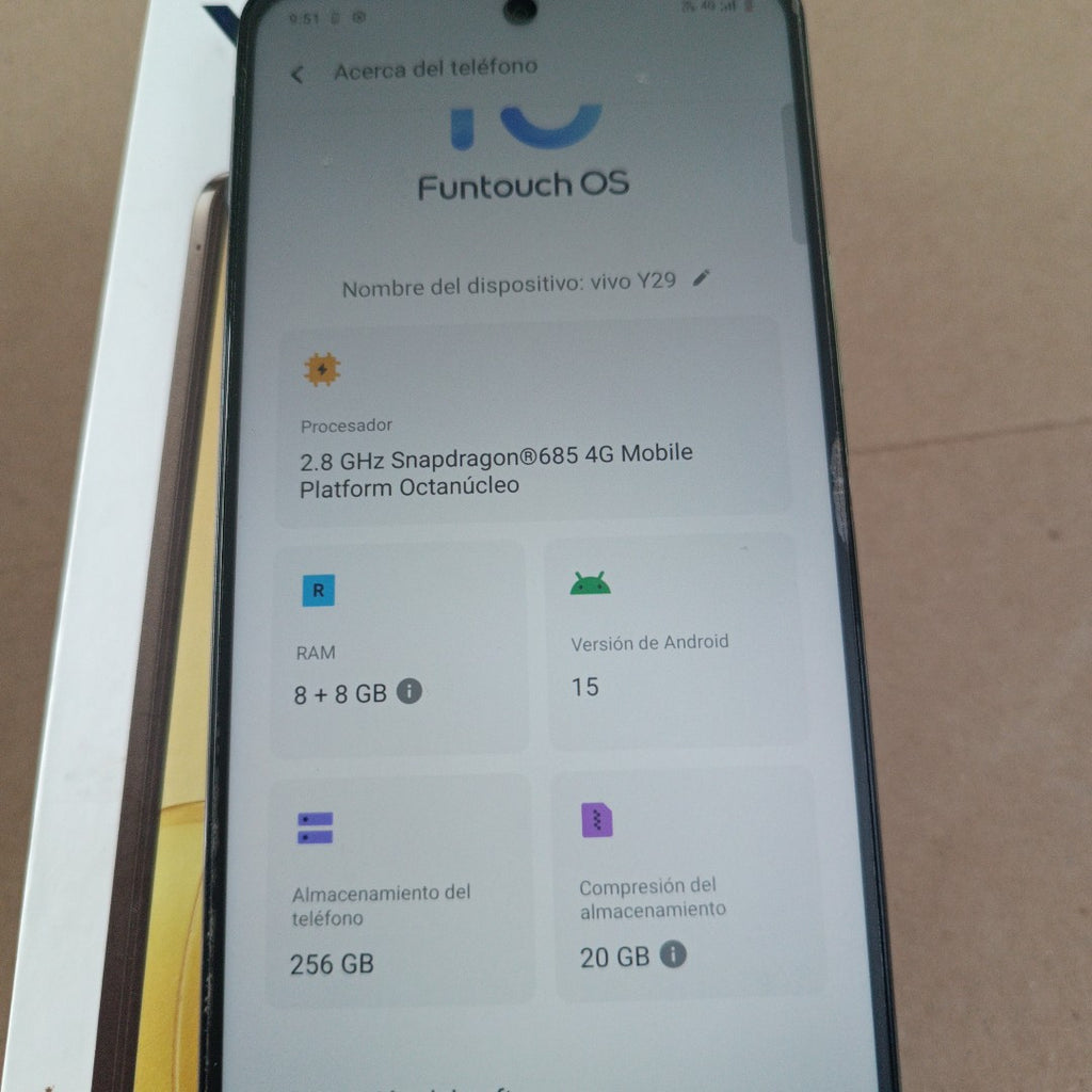 CELULAR VIVO Y29 V2434 (2025) 256 GB 8 GB RAM (SEMINUEVO)
