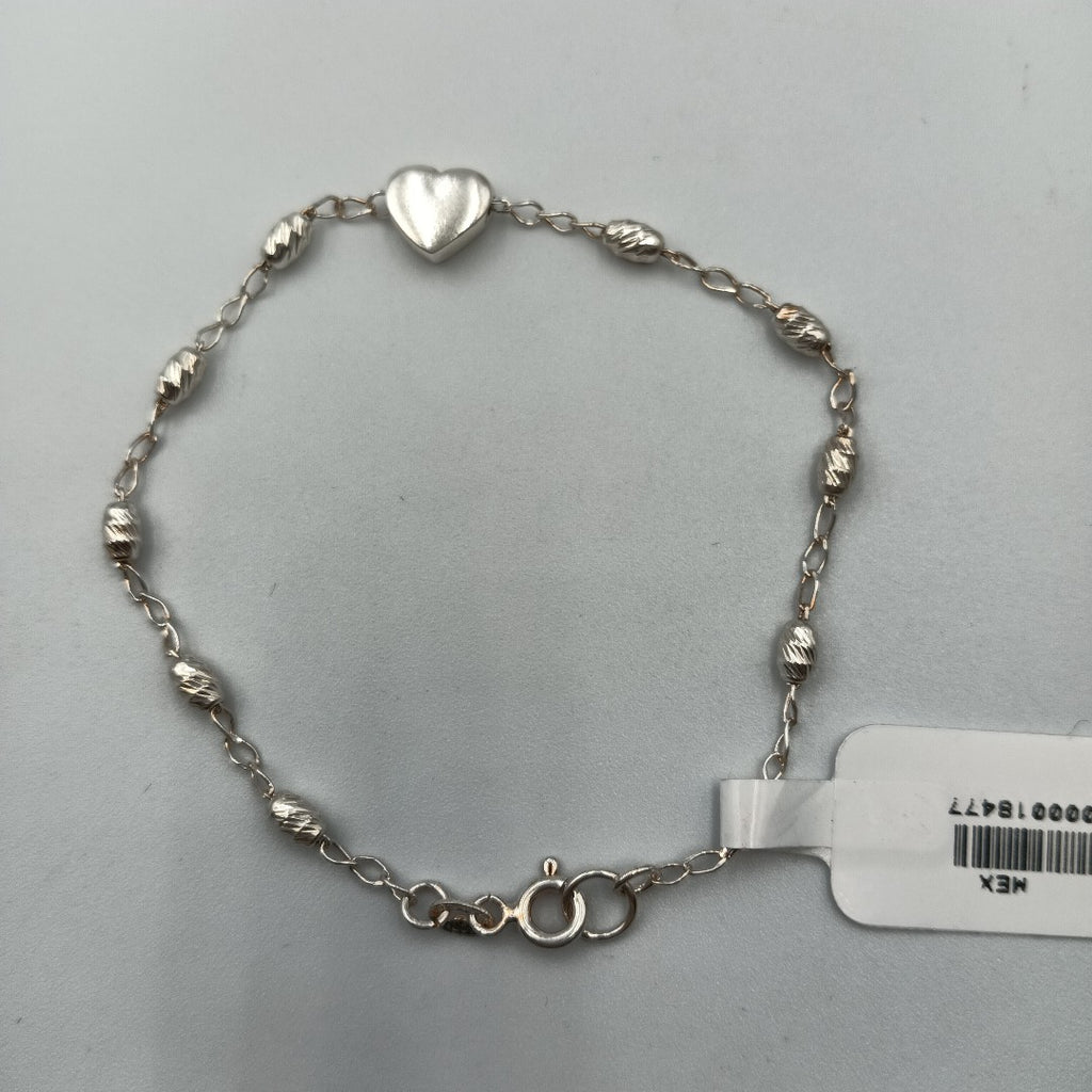 PULSERA TEJIDO CORAZON PLATA .925 18 CM 3.3 GR (NUEVO)
