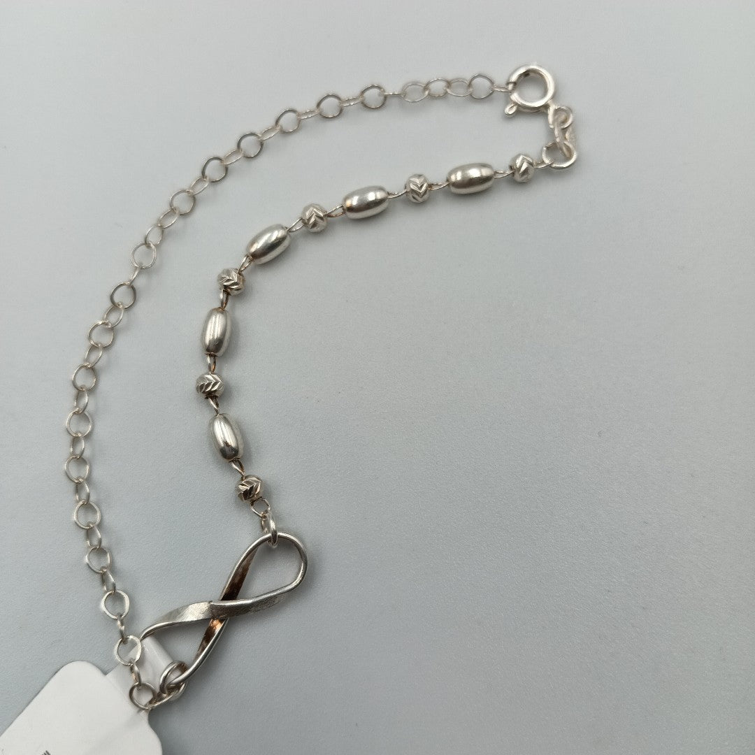 PULSERA TEJIDO INFINITO PLATA .925 18 CM 2.4 GR (NUEVO)